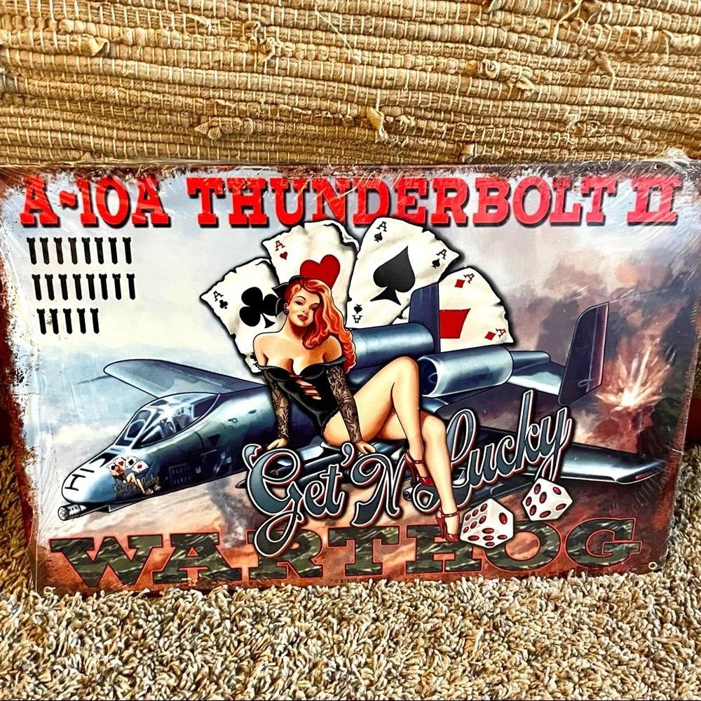 NEW Heavy Duty Steel A-10A Thunderbolt II Get’N Lucky Warthog Metal Sign